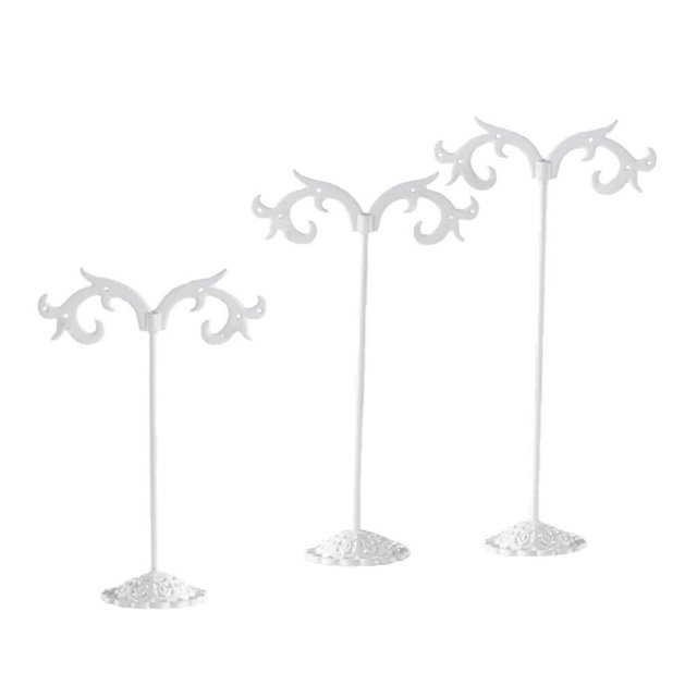 ziyahi 3x Iron T Bar Earring Necklace Jewelry Display Stand Rack White-Wave