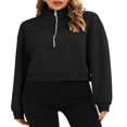 thumbnail image 1 of Femmes Mi-Zip Pull-Over Col Montant Manches Longues Tops, 1 of 5