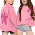 thumbnail image 2 of PMVFHDE Chandails Graphiques pour Filles Mode Décontractée Imprimé Chandail à Capuchon à Manches Longues Haut Rose,160, 2 of 7