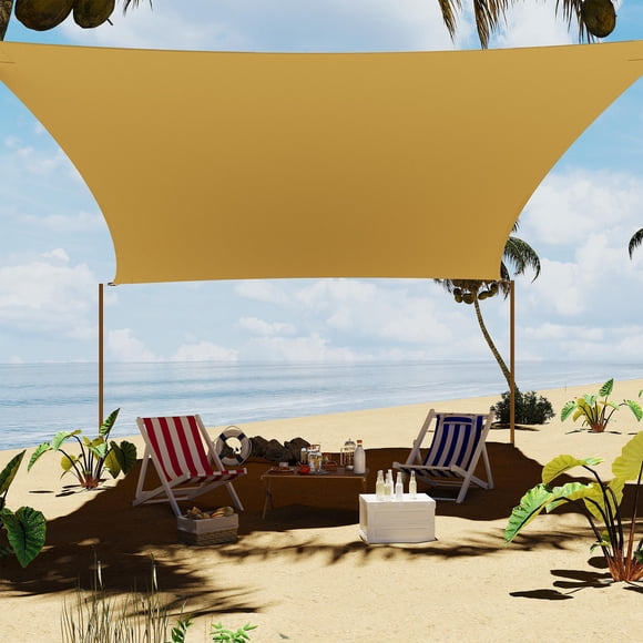 Voile d'Ombrage Rectangulaire 10 Pieds X 13 Pieds, Toile d'Ombrage avec Auvent et Pare-Soleil pour Patio - Voile d'Ombrage Extérieure anti-UV pour Cour Arrière, Terrasse, Jardin, Cour et Installations, Sable