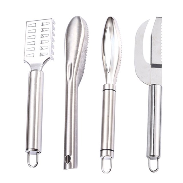 relayinert Stainless Steel Portable Fish Scale Remover Scales Removal Scraper Fast Scraping Cleaning Tool Peelers Kitchen Gadget Type 4