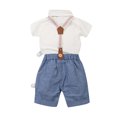 thumbnail image 2 of Costume Bébé Gentleman Enfant, Enfants Manches Courtes Col Revers Bouton Chemise Romper Pantalons, 2 of 5