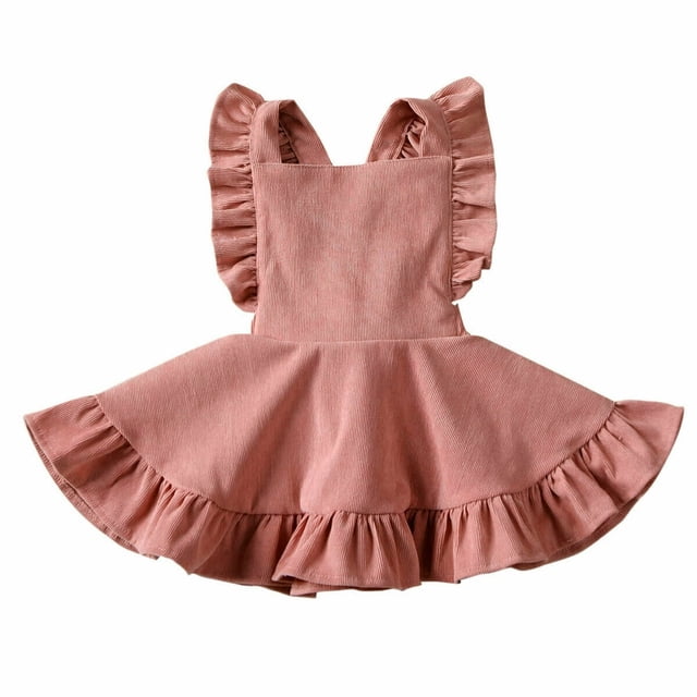 Robe en Velours Côtelé à Volants pour Fille 6M-5Y