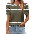 thumbnail image 1 of Pisexur Hauts pour Femmes, Hauts de Sortie pour Femmes & T-Shirt à Manches Courtes Col Rond Imprimé, Haut Ample, Hauts de Printemps pour Femmes Vert Armée, m, 1 of 6