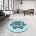 thumbnail image 4 of Ahgly Company Tapis Rond Lavable en Machine Intérieur Transitionnel Vert Profond, 8 Pieds Rond, 4 of 7
