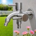 thumbnail image 4 of Robinet à Double Sortie en Acier Inoxydable / Robinet de Contrôle 1 en 2 avec Deux Interrupteurs Séparés / Résistant à la Rouille, Robuste, pour Jardin, Balcon, Salle de Bain, Buanderie – Métal 304 Noir Argent / Bricolage Facile, 4 of 6