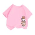 thumbnail image 1 of LUOGENLI T-Shirt pour Filles, Mode Mignonne Imprimée, Décontracté, Col Rond, Manches Courtes, Ensemble 2 Pcs Été 4-6 Ans, 1 of 4