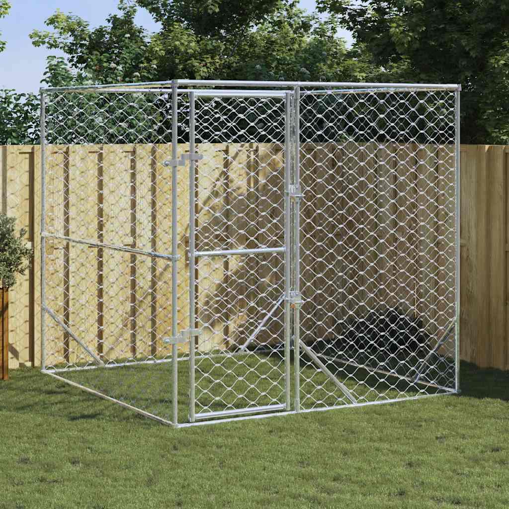 vidaXL Chenil Extérieur pour Chien Argent 2x2x2 m Acier Galvanisé