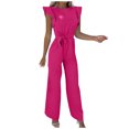 thumbnail image 2 of Babysbule Pantalon pour Femmes Mode Femme Été Uni Décontracté à Volants Manches Courtes Combinaison à Bretelles, 2 of 9