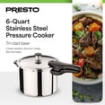 thumbnail image 2 of Presto 01362 6 Quart Stainless Steel Pressure Cooker, Tri Clad Base, Silver, 2 of 9