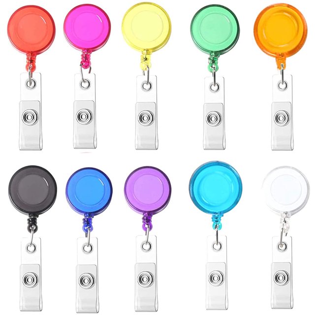 Leutsin Porte-Badge Rétractable 10 Pcs Porte-Badge Porte-Cartes d'Identité à Rouleau 10 Couleurs