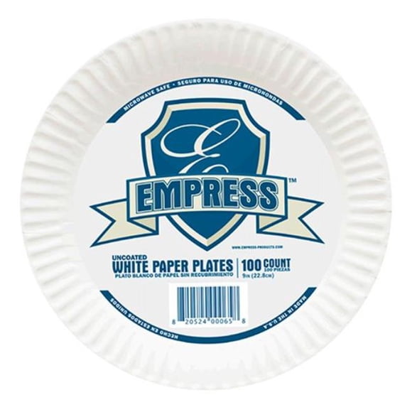 Empress RSC40807 9 in. Uncoated Paper Plates, White