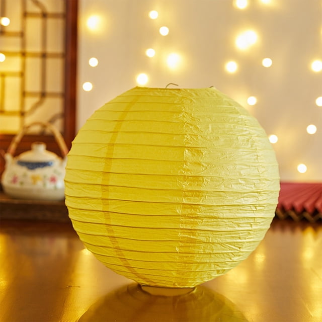 Paper Lanterns Yellow Paper Lanterns 30x30cm Traditional Solid Color Lampshade for Spring Courtyard Decoration 1Pcs JASKFLY