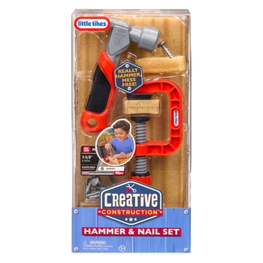 Ensemble de marteau et clous Little Tikes Creative Construction avec 5 accessoires, jeu factice de construction, pour les filles et les garçons de 3 ans et +