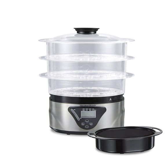 Hamilton Beach 3-Tier Digital Food Steamer, Black, 8.25 Quart Capacity, Model 37545MNC
