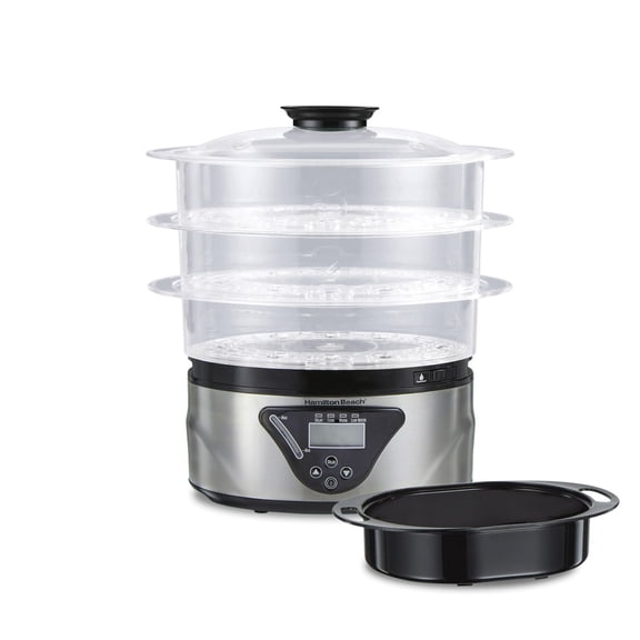 Hamilton Beach 3-Tier Digital Food Steamer, Black, 8.25 Quart Capacity, Model 37545MNC