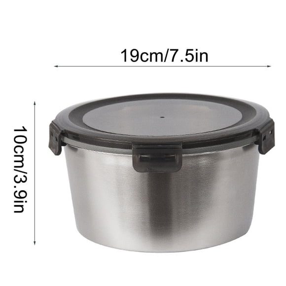 Stainless Steel Mixing Bowl Food Storage For Household Refrigerators And Kitchens Non Fresh-keeping Box Circular With Lid Reusable