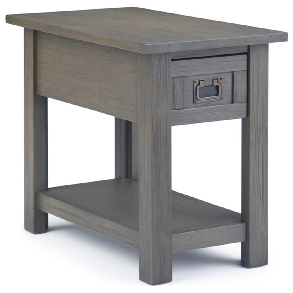 Trent Home Solid Acacia Wood 14 " Rustic Narrow Side Table in Farmhouse Gray