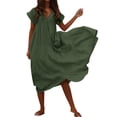 thumbnail image 1 of Ketyyh-chn99 Blouses pour Femmes Mode Chic Grande Taille Robe Soleil Robes pour Femmes Robe Droite Unie pour Vacances Robe à Enfiler Robe de Plage Vert,2TG, 1 of 4
