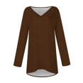thumbnail image 4 of KIHOUT Spring Winter Womens Tops Solid Color T-shirt Long Sleeves Blouse V-Neck Casual Mid-Length Blouse Tops, 4 of 5