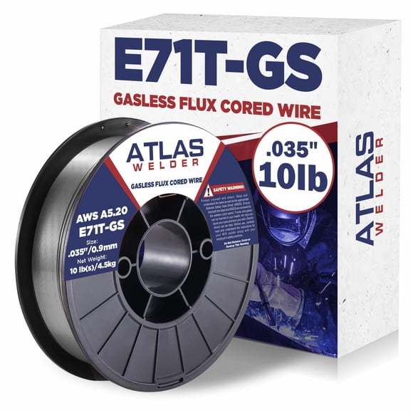 ATLASWELDER Fil de Soudage à Noyau Flux, E71T-GS.035 Pouces 10LB, Fil de Soudage MIG en Acier Doux Sans Gaz avec Faible Éclaboussures pour Soudage Toutes Positions