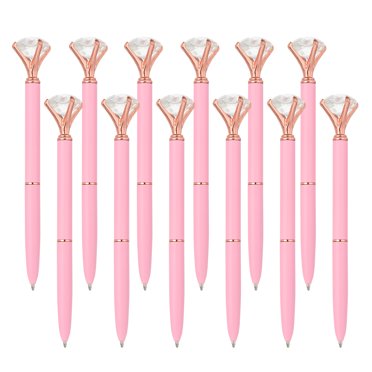 Unique Bargains Stylo à Bille à Encre Noire, Lot de 12 Stylo Métallique Torsadé Pointe Moyenne 1,0 mm pour Prise de Notes Journal, Rose