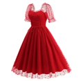 thumbnail image 2 of hotojiny Robes de Cocktail pour Femmes Renaissance Vintage en Maille Manches Courtes Bouffantes Robe Midi Rétro Cœur Ligne A Fluide Robes de Fête, 2 of 7