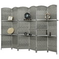 thumbnail image 1 of HOMCOM Folding Privacy Screen with Shelves, 6 Panel Room Divider, Grey, 1 of 10