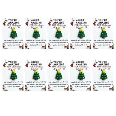 10PCS Little Pocket Christmas Santa Hug Cards with Organza Bag Holiday Gift Tag Message Cards