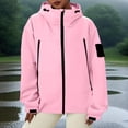 thumbnail image 4 of JGGSPWM Manteau pour Femmes Uni à Fermeture Éclair avec Poches, Imperméable d'Extérieur, Coupe-Vent Léger de Randonnée avec Capuchon, Rose, TTG, 4 of 8