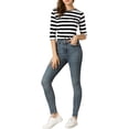 thumbnail image 2 of INSPIRE CHIC T-Shirt pour Femme à Manches au Coude, Col Rond, Coupe Ajustée, Basique, Décontracté, Imprimé, L Noir Blanc, 2 of 8