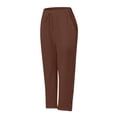 thumbnail image 4 of Yanlir Ladies' High Waist Straight Leg Trousers Solid Color Casual Pants with Button Fly Zipper Pocket Stretch Office Work Long Pants(Red,L), 4 of 4