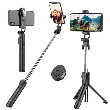 Selfie Stick Tripod Bluetooth, LATZZ 45 Inch Phone Tripod, Extendable iPhone Stand Tripod with Wireless Remote Shutter Compatible iPhone Xs MAX/XR/X/8/8P/7/7P/6/6P/Galaxy Note 8/S9+/S9, More