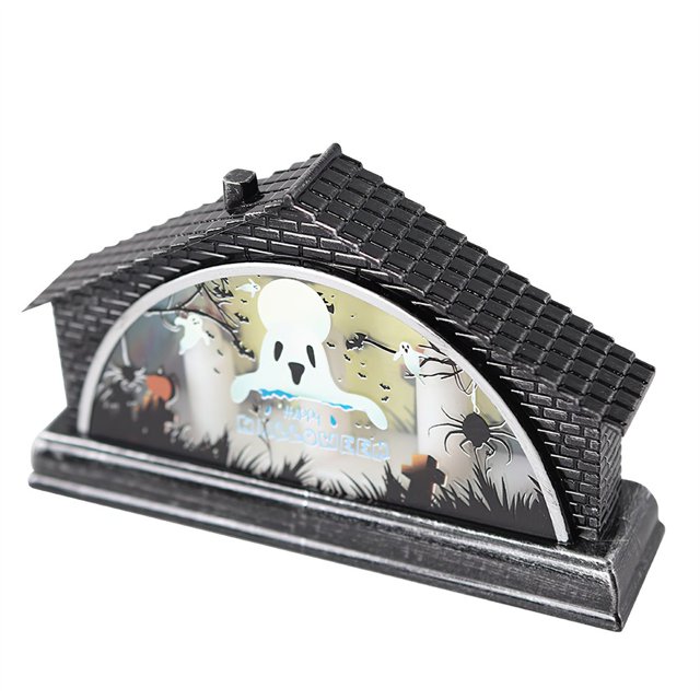 LED Halloween Luminous House Exquisite Halloween Lit Building Decorative Halloween Retro Light Building for Party Halloween Home