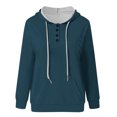 thumbnail image 4 of Mrat Sweat à Capuche à Fermeture à Glissière pour Femmes Mode Imprimée Poche Manches Longues Blouse Décontractée Hauts Chandail en Molleton Bouton Chandails à Capuchon Surdimensionné Chandail à Capuchon pour Femmes P-36 Marine G, 4 of 5