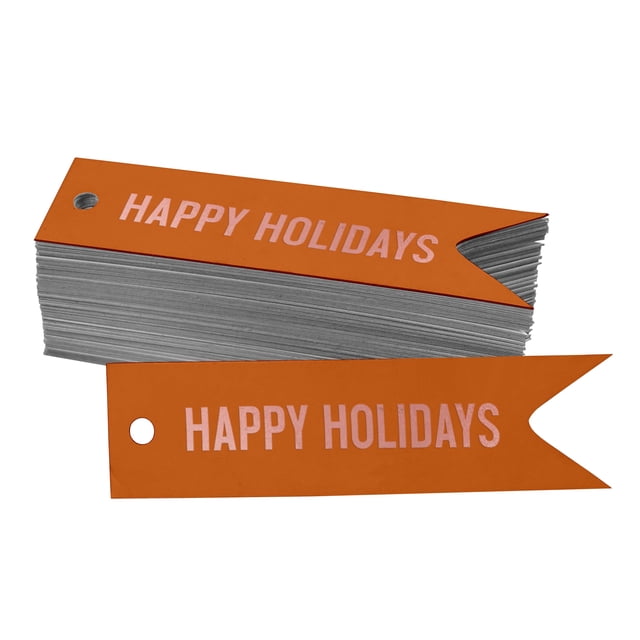 Inkdotpot Real Rose Gold Foil Happy Holiday Tags Favor Hang Paper Tags 50 Pieces