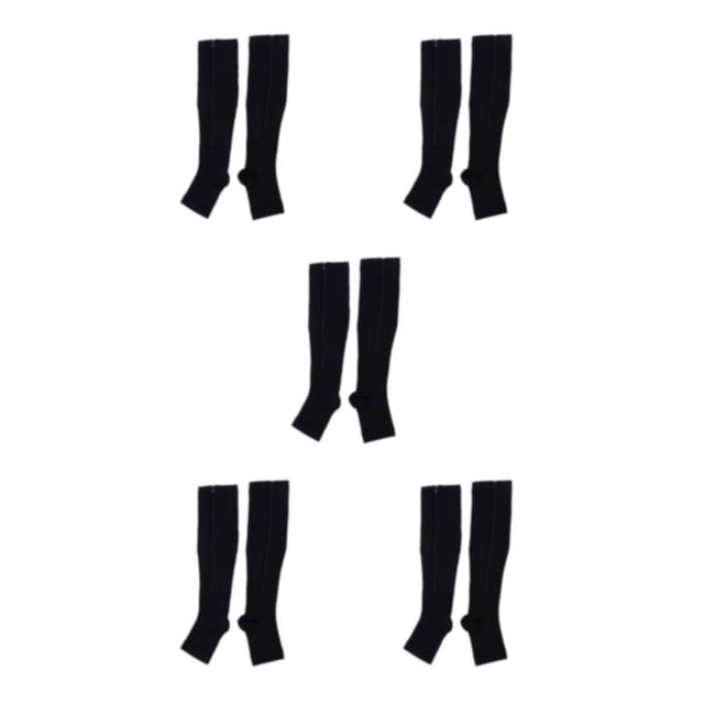 Baohd Wide Application Elastic Zipper Socks For Moisture-wicking Support Zippered Compression Socks black S/M 5Set