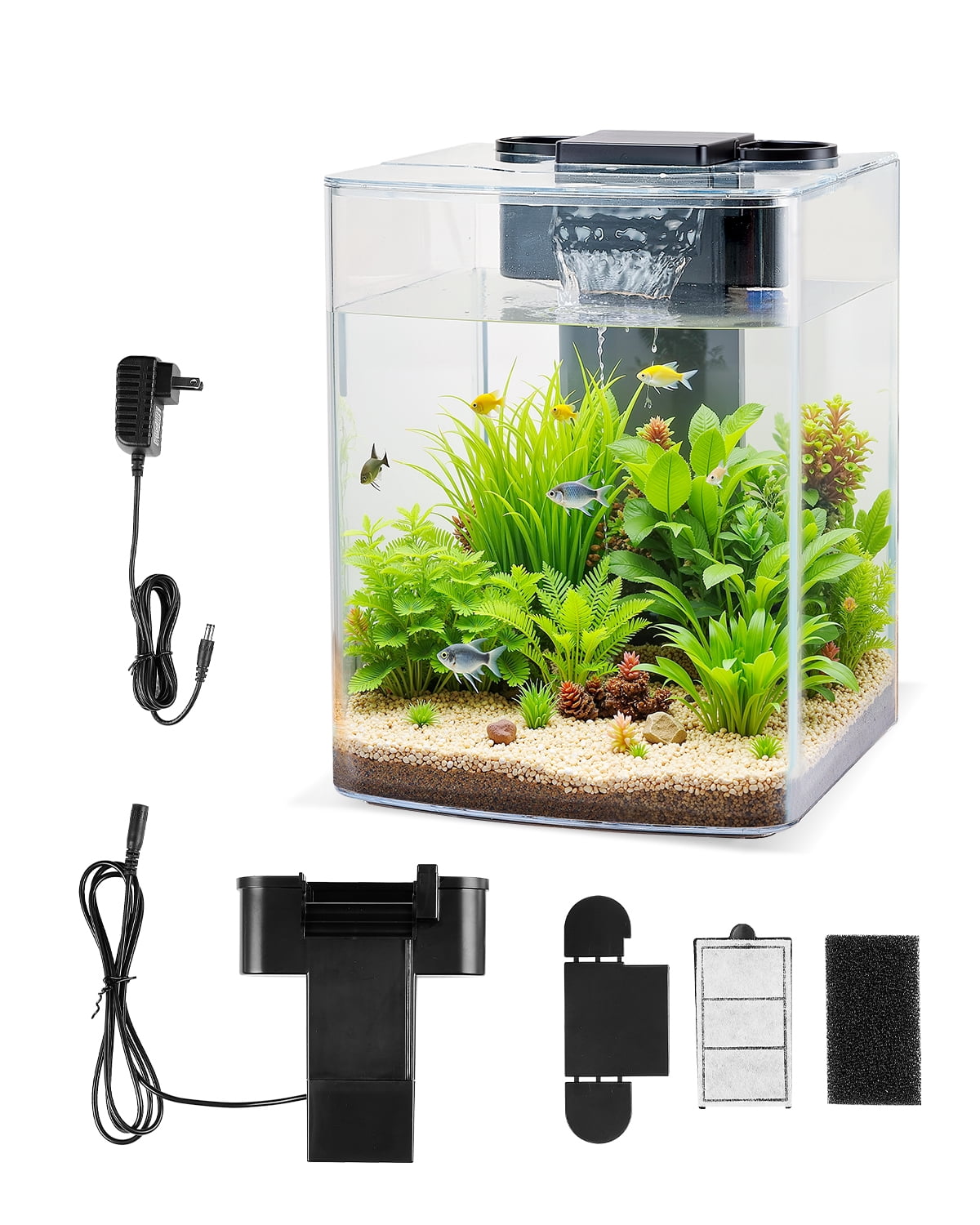 VEVOR 2 Gallon Fish Tank Aquarium Smart Arch Clear GPPS 3 Color Self Cleaning