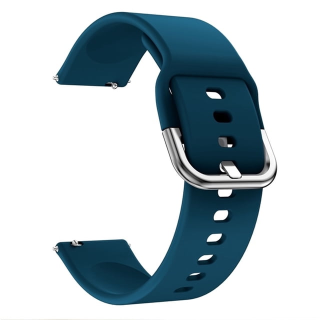 TIMIFIS Watch Bands Fashion Silicone Replacement Watch Band Wrist Strap designed for Realme-Watch with a 20mm width. The band is made of premium silica gel, featuring a stylish and elegant design in a deep blue color. It includes a sturdy metal buckle and multiple adjustment holes for a comfortable fit. Suitable for indoor, outdoor, fitness, camping, office, and car use. Package includes one watch strap.