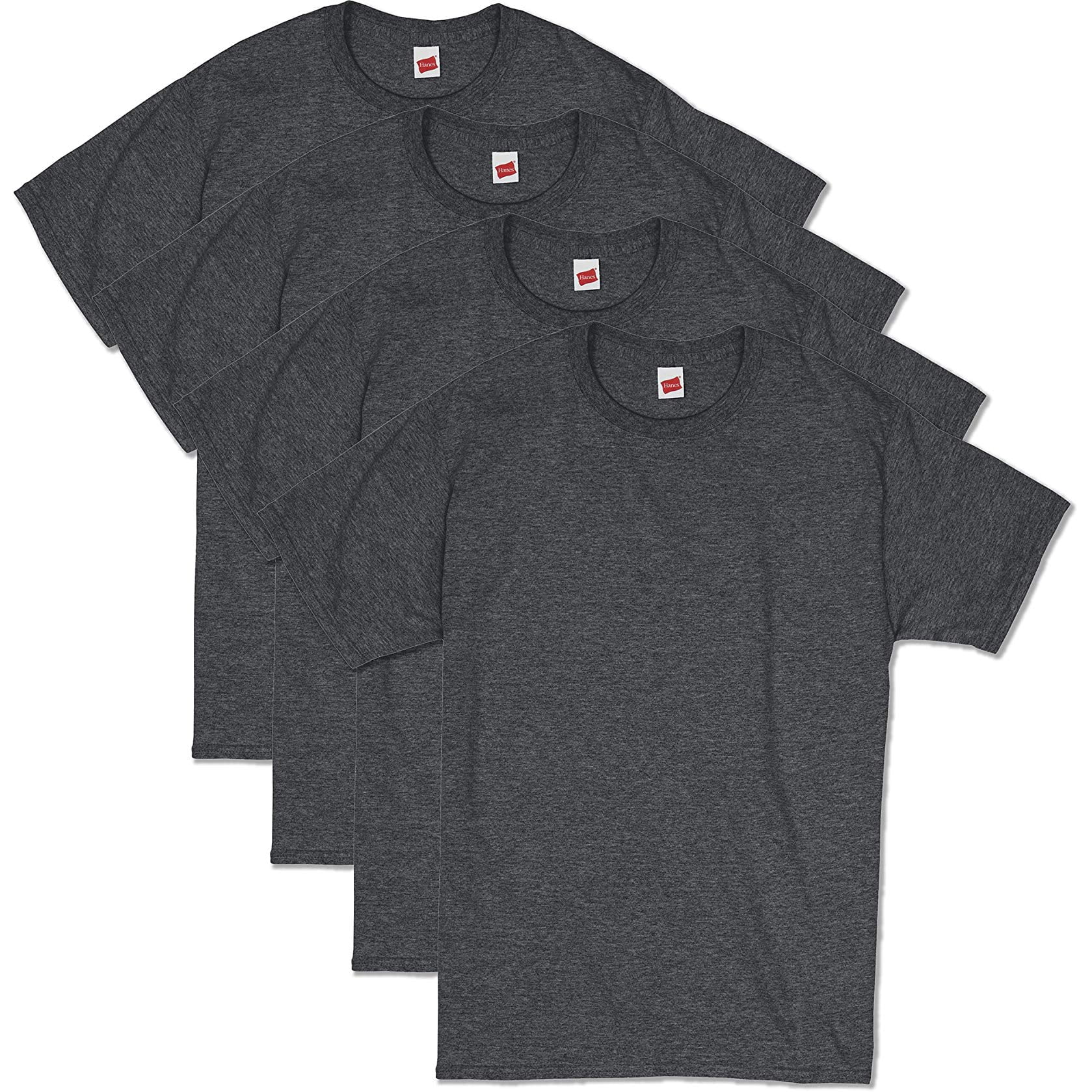 Hanes T-Shirts à Col Ras du Cou ComfortSoft pour Hommes, Lot de 4, 4TG, Charbon Chiné