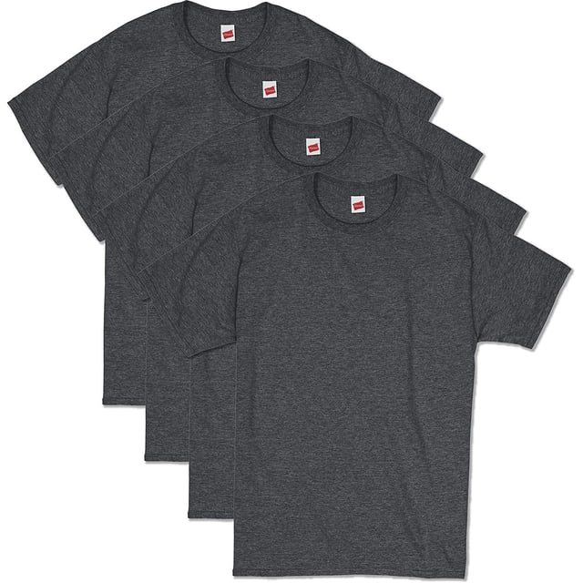 Hanes T-Shirts à Col Ras du Cou ComfortSoft pour Hommes, Lot de 4, TG, Charbon Chiné