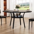 thumbnail image 3 of 47" Round Dining Table for 4-6 People, Farmhouse Kitchen Dining Table, Round Dinner Table with Storage Shelf for Kitchen, Living Room (Table Only), Black, 3 of 8