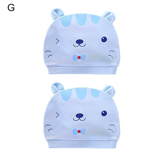 2Pcs Infant Hat Breathable All Matched Cotton Cartoon Comfortable Newborn Beanie Baby Accessories