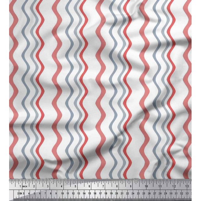 Soimoi Rayon Fabric Waves Artistic Decor Fabric Printed Yard 56 Inch Wide