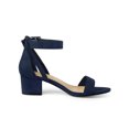 thumbnail image 3 of BLISSFUL STEP Women's Ankle Buckle Strap Chunky Heel Sandal Shoes Navy Blue 9.5, 3 of 7