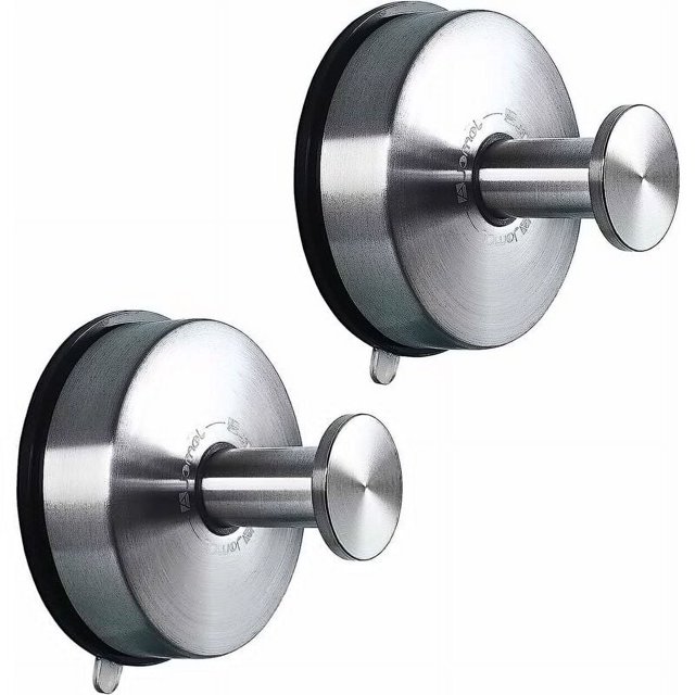 Crochets à Ventouse en Acier Anti-Empreintes Digitales, Acier Inoxydable Durable Réutilisable Sans Perçage pour Salle de Bain Cuisine Peignoir Cintre, Petite Surface Surface Lisse Style Classique et Simple, 2 Pcs