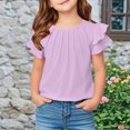 thumbnail image 2 of Yanlir 2025 Chemises d'Été pour Enfants Manches Raglan T-Shirt Graphique à Manches Courtes Haut à Col Rond T-Shirt pour Filles Tee Ample Décontracté Hauts (Violet#1, 12 Ans), 2 of 7