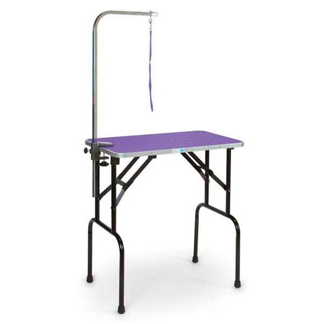 Pet Edge TP215 36 79 Table de Toilettage Pliable pour Animaux avec Laisse Réglable et Bras, Violet