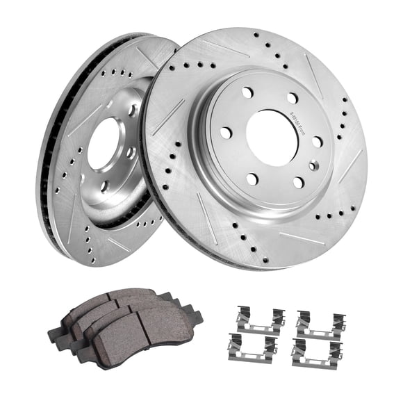 KFFKFF Front Brake Assembly for 2007-2017 Chevy Traverse, Buick Enclave, GMC Acadia, Saturn Outlook, Includes 12.8" Drilled & Slotted Rotors with Ceramic Pads