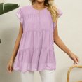 thumbnail image 5 of Timegard Womens Tops Chiffon Cap Sleeve Loose Blouse Lightweight Round Neck Summer Beach Vacation Tops, 5 of 5